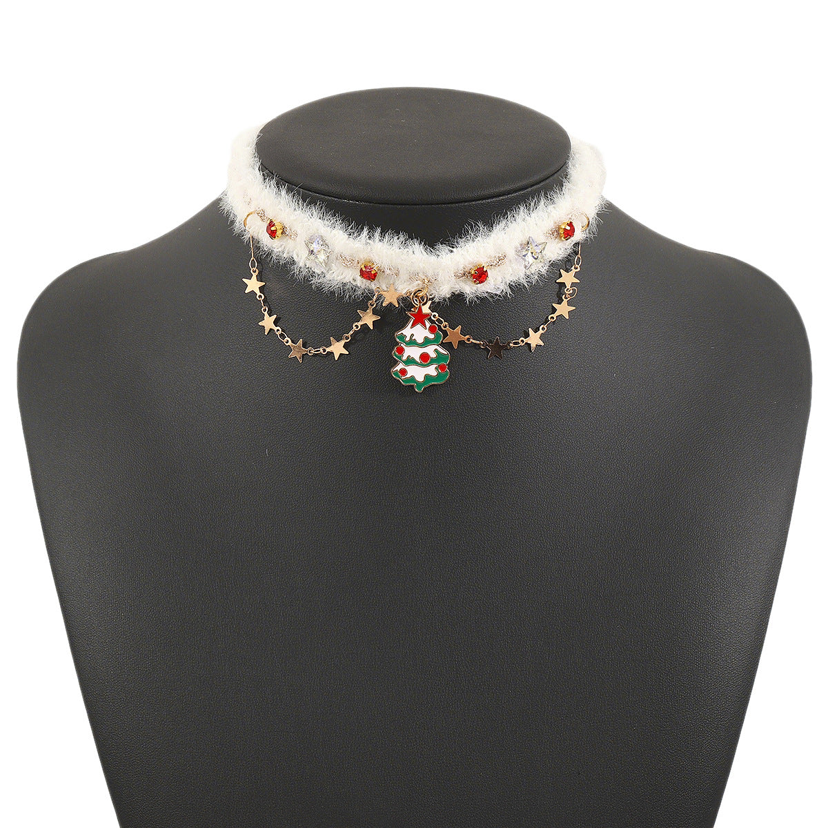 Wholesale Christmas tree choker plush necklace accessories niche design necklace