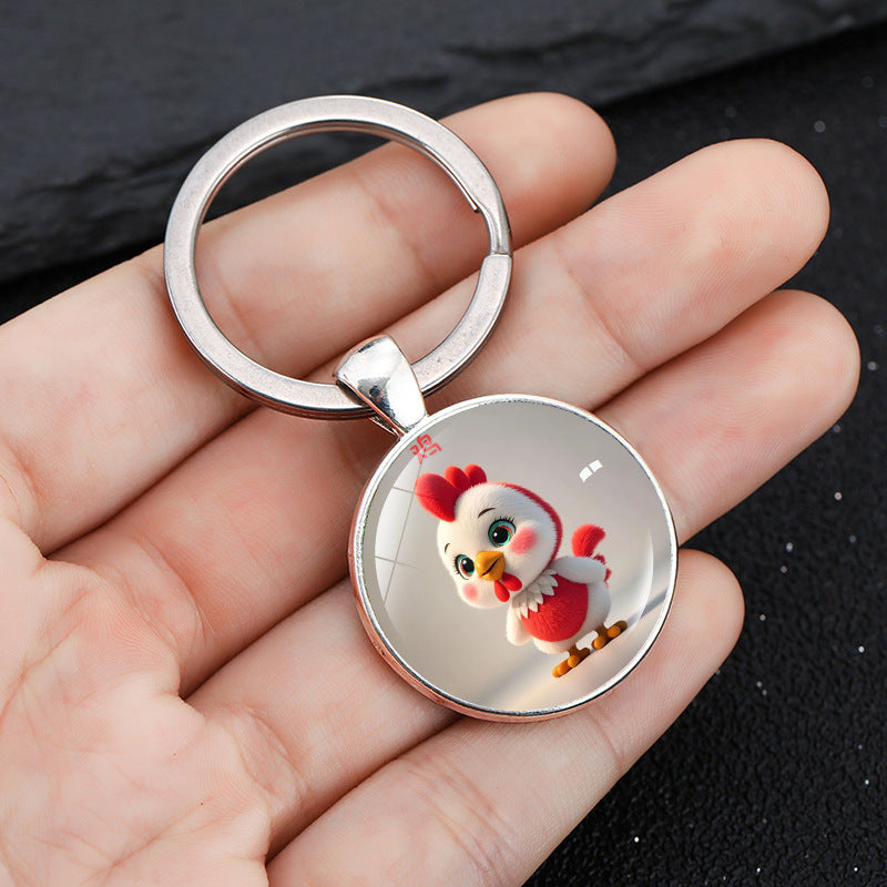 Wholesale Round keychain with zodiac pattern
