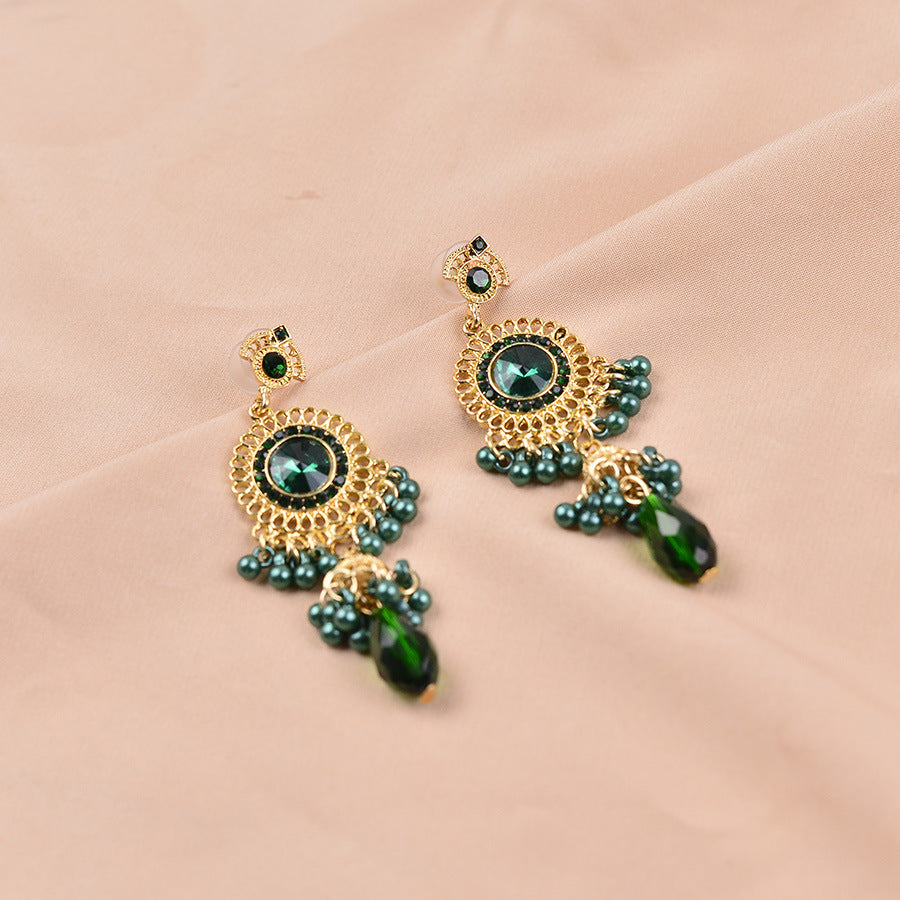 Wholesale gemstone bell tassel earrings