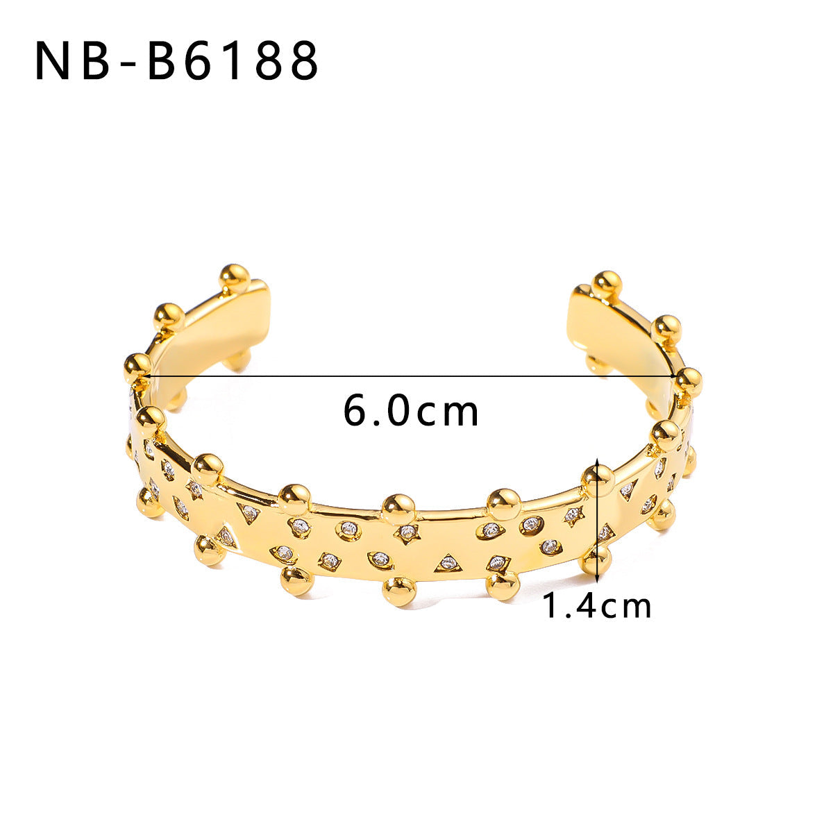 Wholesale  geometric  hollow inlaid zircon 18K gold stainless steel plated bracelet set