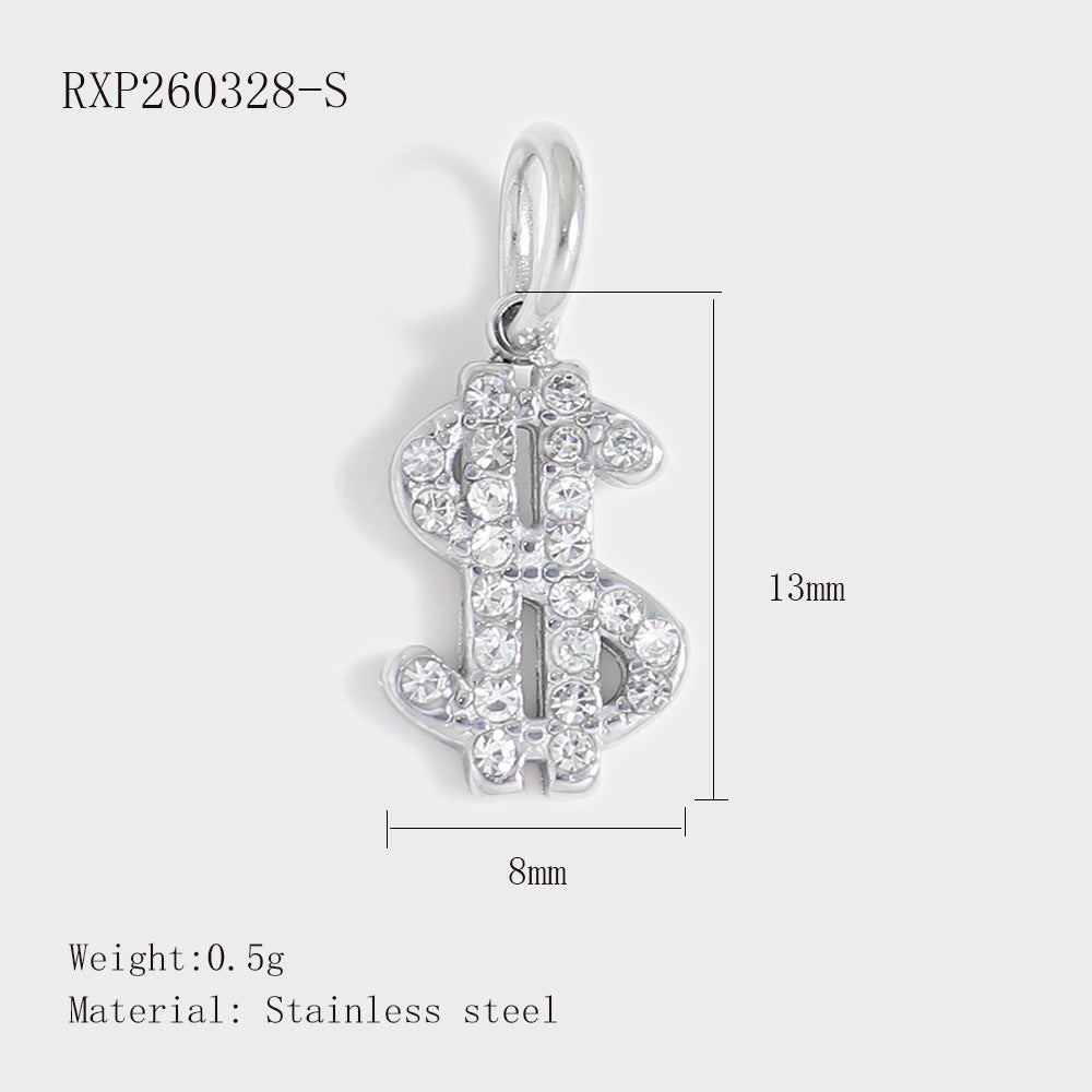 Wholesale Stainless Steel Lucky Dice Four-Leaf Clover Pendant - Gold Electroplated DIY Fashion Accessory
