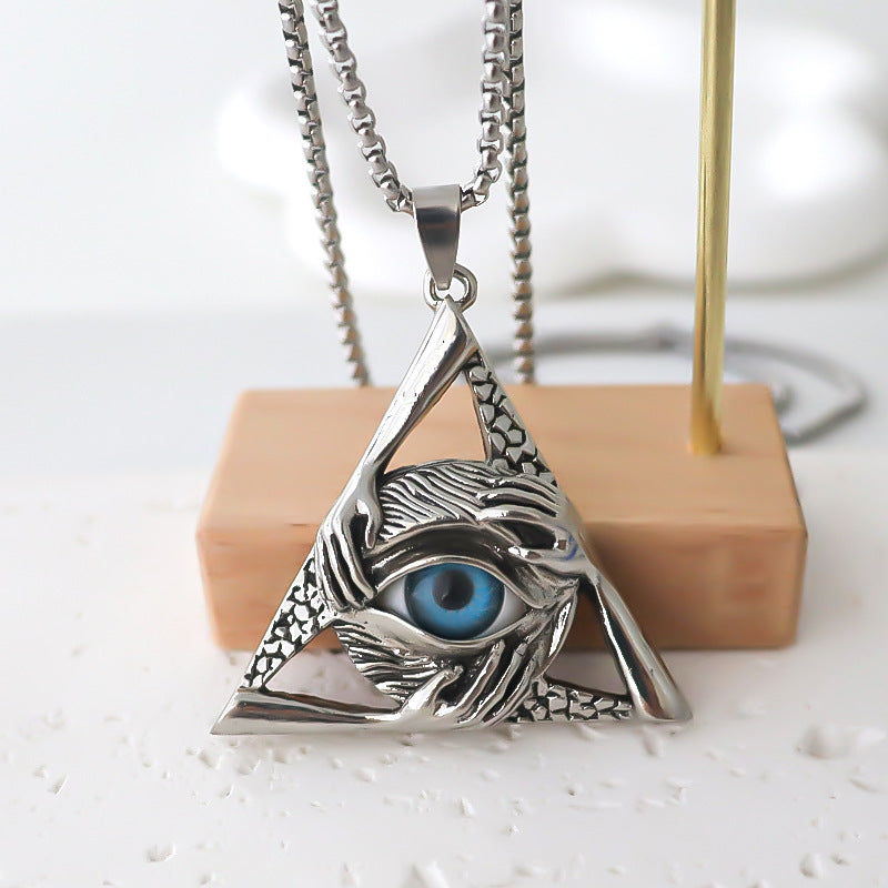 Wholesale Silver Alloy Geometric Eye Of Horus Pendant Necklace Stylish Men S Fashion Jewelry Accessory