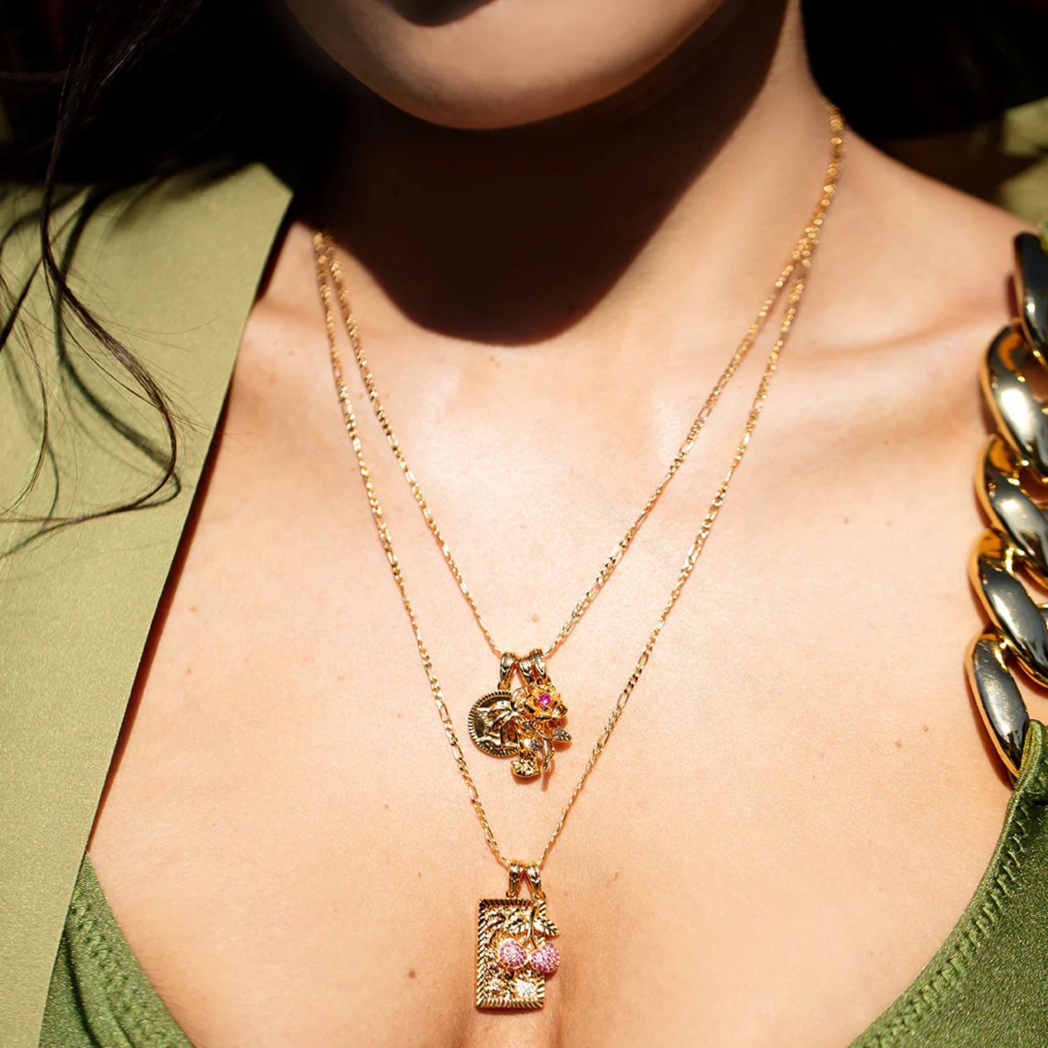 Wholesale  flower cherry clavicle chain coconut tree gold-plated pendant necklaces