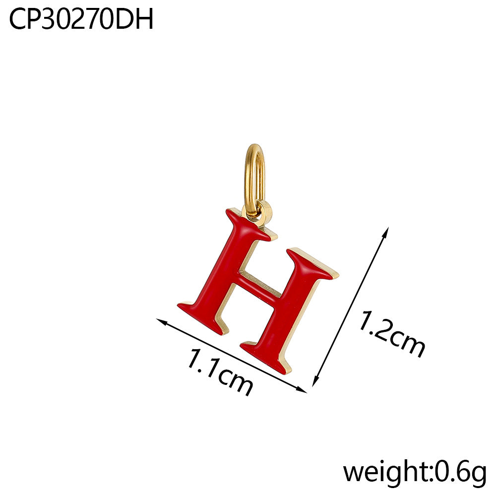Wholesale Colorful 26 English letters oil-dripping stainless steel vacuum electroplating pendant