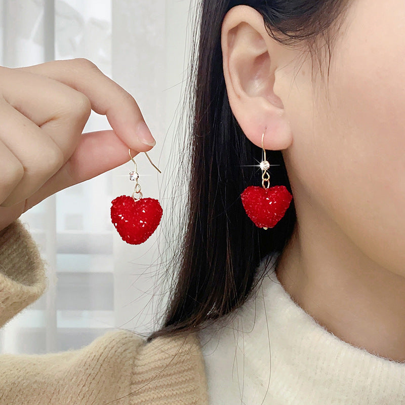 Wholesale European Style Heart Earrings with Diamond Accents Party Wear Gift Fashion Accessory