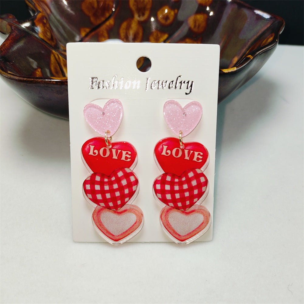Wholesale Acrylic Plate Earrings Valentine's Day Sweet Love Red Lip Jewelry ACC-ES-Qiyu019