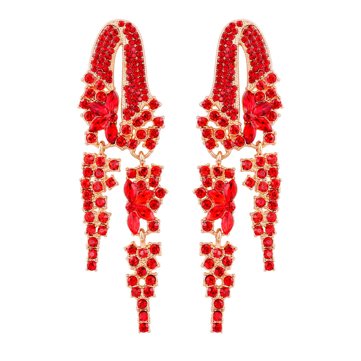 Wholesale Flower Geometric Diamond Tassel Earrings ACC-ES-JuJia006
