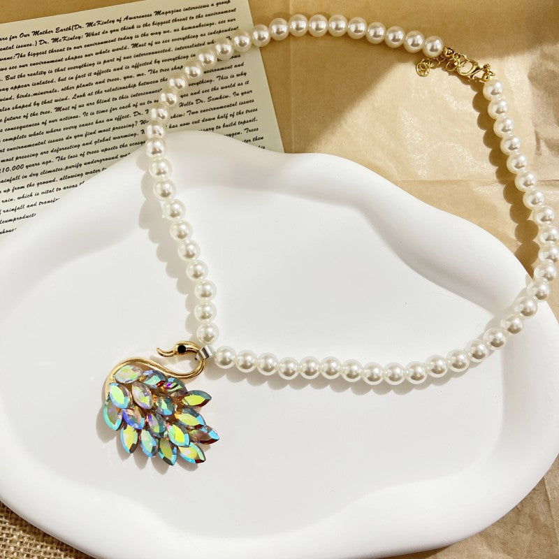 Wholesale  Cross Necklace  Colorful Diamonds and Pearls Necklaces