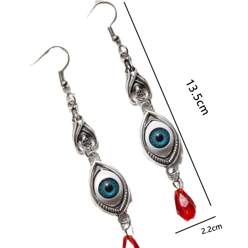 Wholesale Dark Gothic Devil' s Eye Pendant Earrings   Long Tassel Earrings