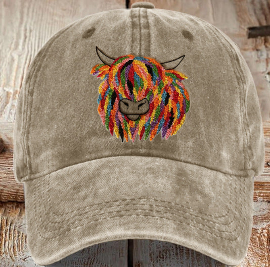Wholesale Colorful Cow Distressed Washed Cotton Baseball Cap Hat ACC-HT-ZhuoDun003