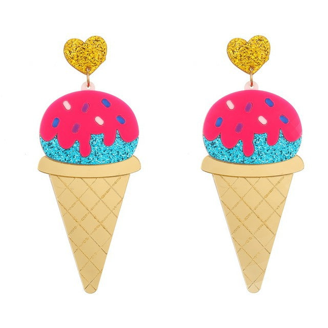 Wholesale Y2K Acrylic Pizza Ice Cream Cake Milk Tea Fried Egg Donut Peanut Butter Sushi Cookie Earrings