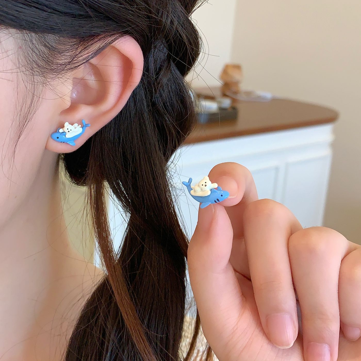 Wholesale Autumn Dopamine West Highland Puppy Earrings Silver Needle Cute Fun Cartoon Earrings