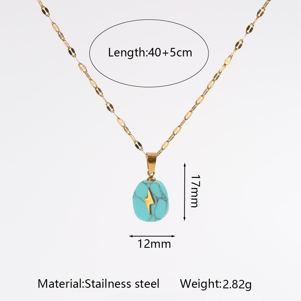 Wholesale Light Luxury Cross Pendant Necklace with Natural Stone,  Stainless Steel Handmade Chain,  Fashion Jewelry Accessory