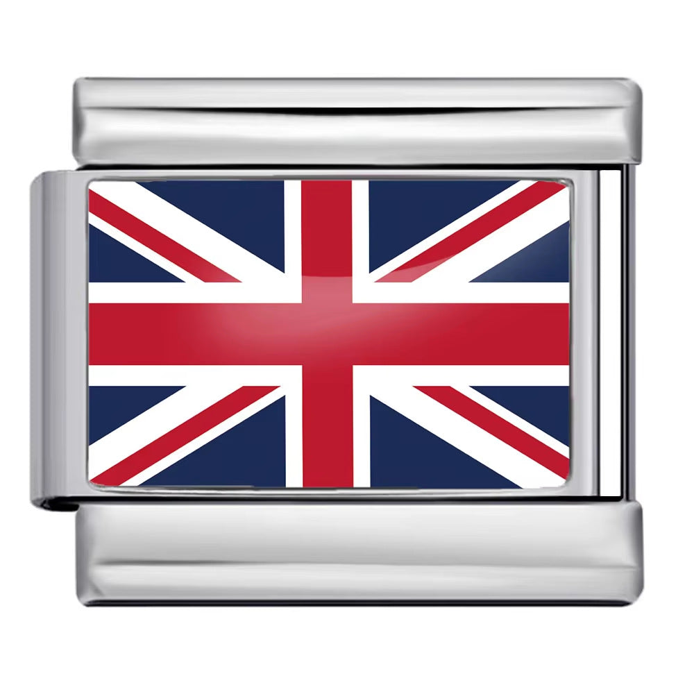 Wholesale 9mm Italian Charm Starter Bracelets DIY Flag Series Stainless Steel Composable Bracelet