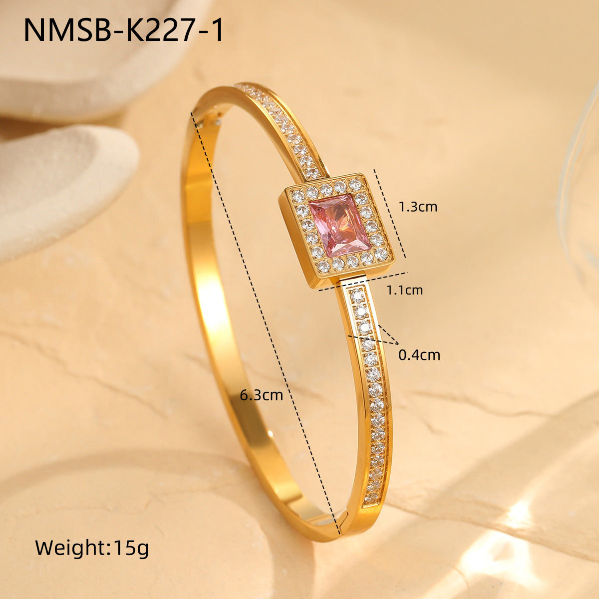 Wholesale  Square Zircon Bracelet  Stainless Steel Bracelet
