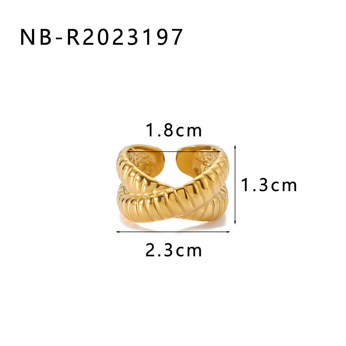 Wholesale Hammered Geometric Titanium Steel 18K Gold Plated Ring