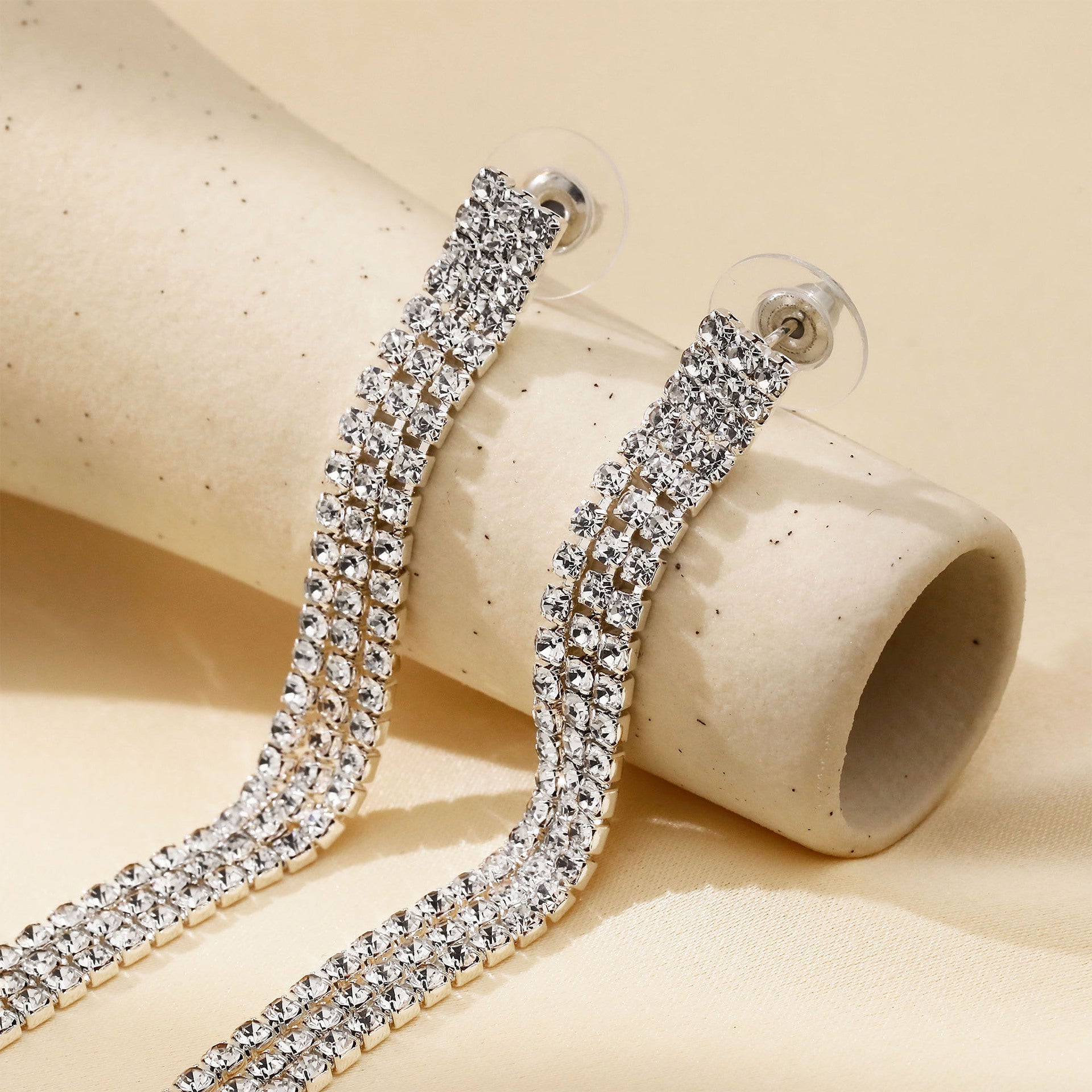 Wholesale Earrings Full-Diamond Long Tassel Earrings