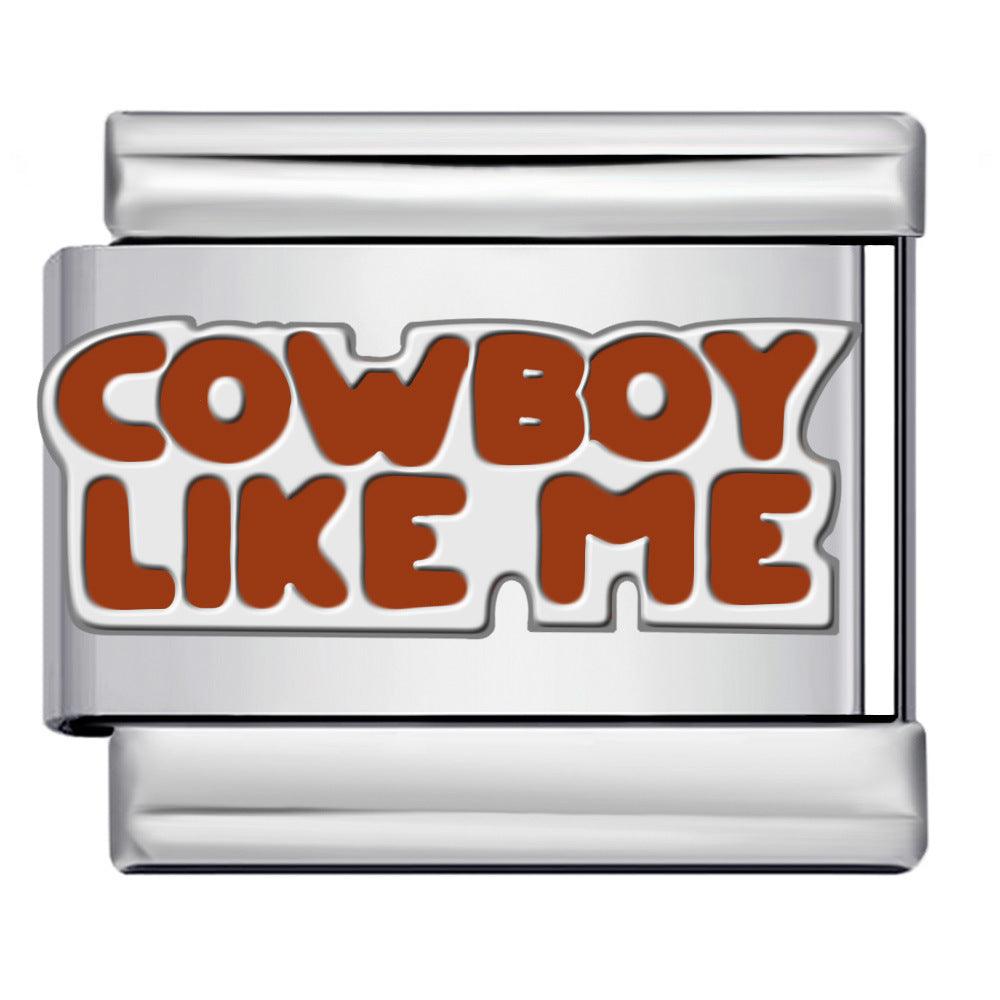 Wholesale Italian Charm Bracelet 9mm DIY Oil-Drip Welded Pattern Creative Stainless Steel Composable Bracelet