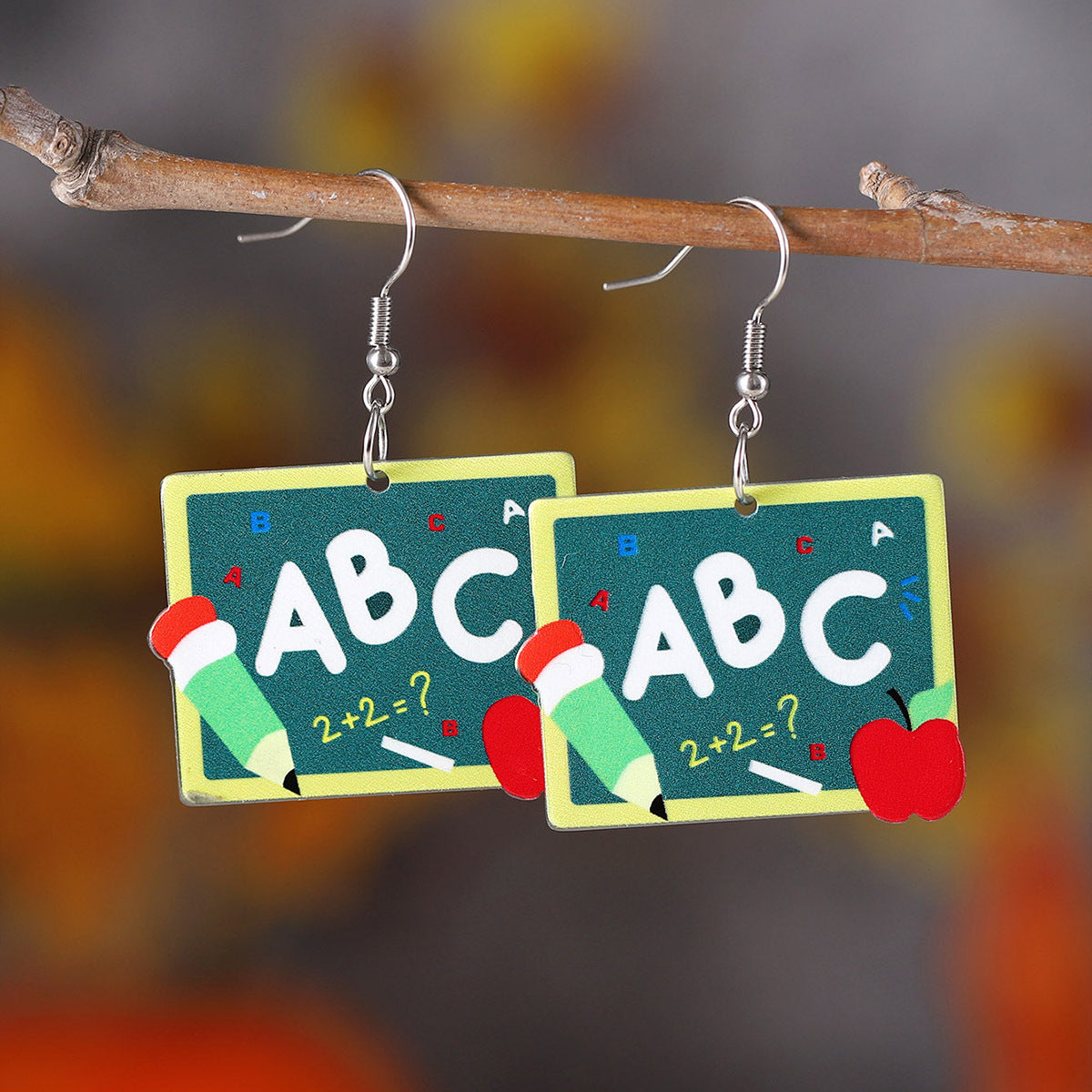 Wholesale  School Season Scissors Pencil ABC Exercise Book Pendant Earrings