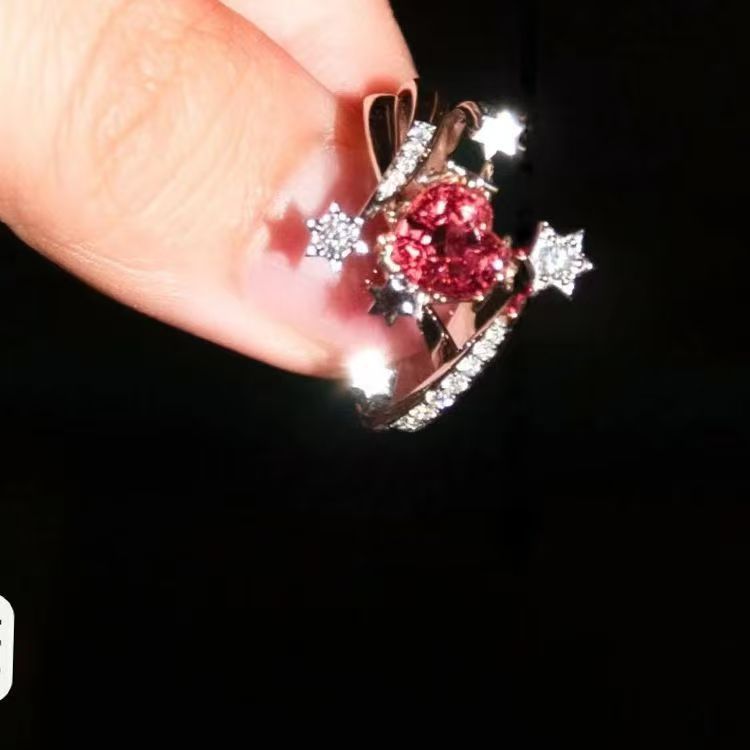 Wholesale red zircon open star ring