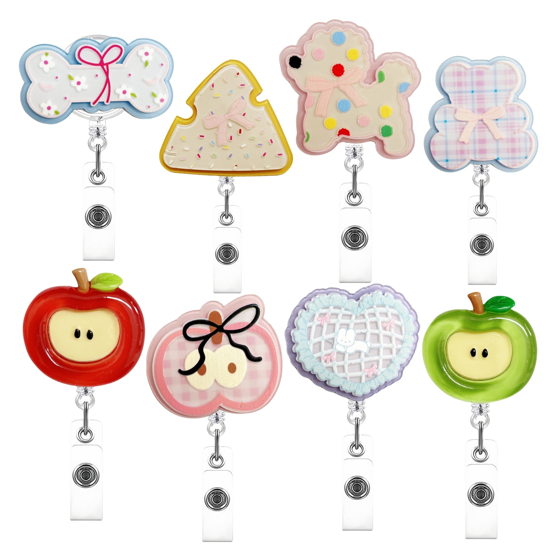 Wholesale Cute Cartoon Acrylic Retractable Clip Badge Keychain
