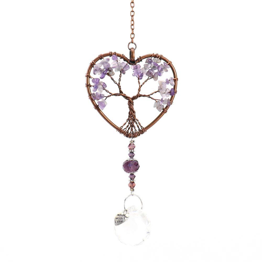 Wholesale  Natural Gravel Tree of Life Crystal Pendant Wind Chimes