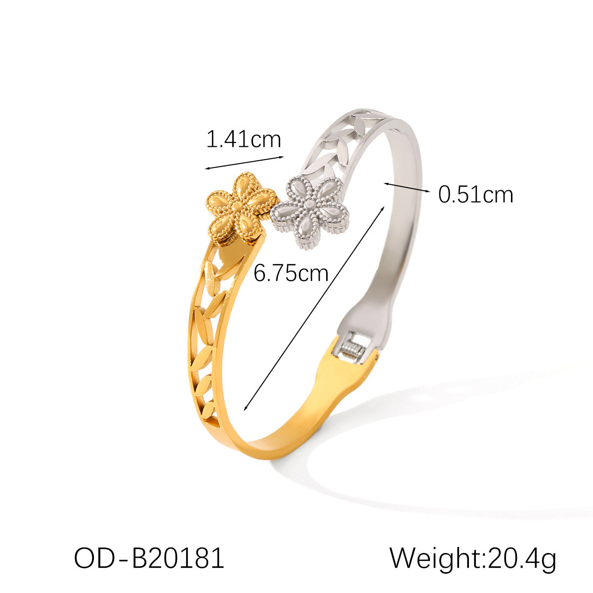 Wholesale  retro zircon five-leaf flower five-pointed star hollow titanium steel bracelet