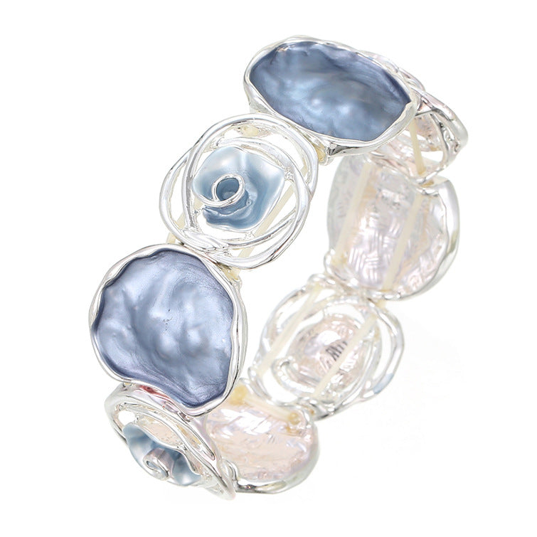 Wholesale Colorful Oil Painting Rose Flower Ring Bracelet Necklace Set ACC-NE-Taol004