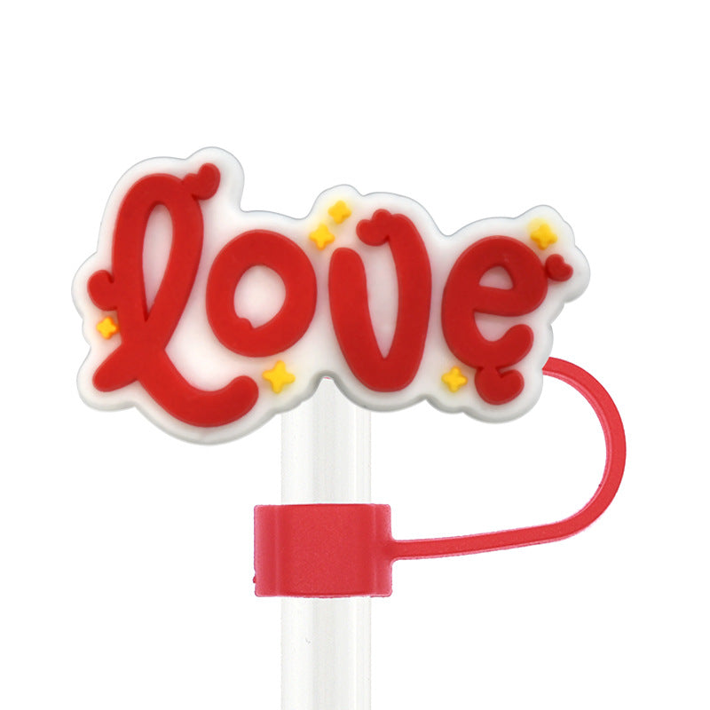 Wholesale Random 100pcs Valentine's Day 10mm PVC Soft Straw Tube Cap ACC-SCR-RYY102