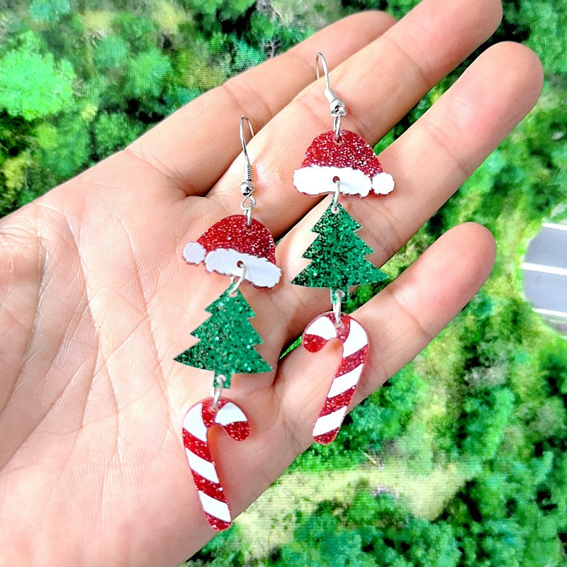 Wholesale Christmas Acrylic Earrings Snowman Bell Tree Hat Cartoon Holiday Jewelry Party Wear Gift