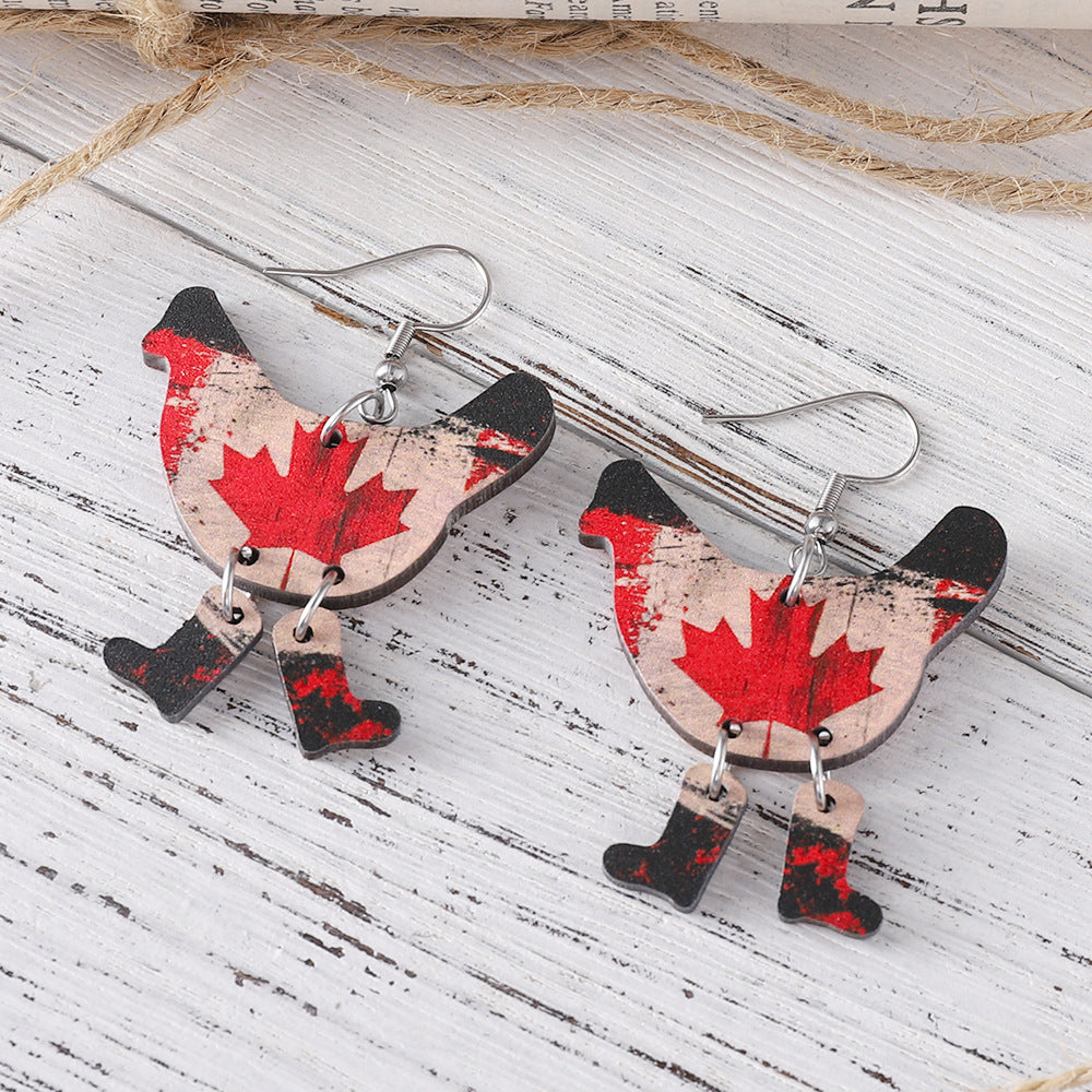 Wholesale Hen Boots Stitching Pendant Earrings