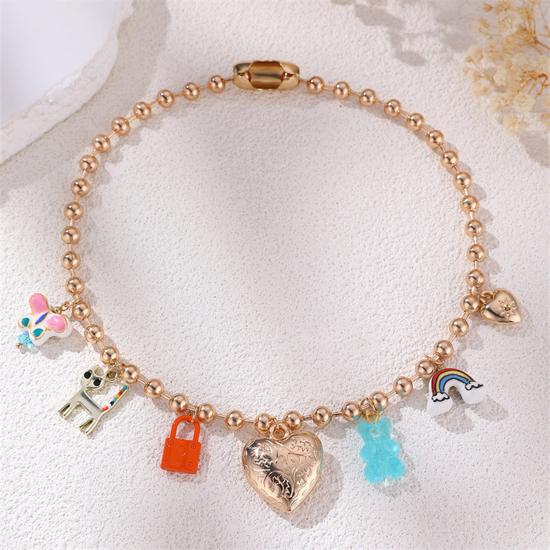 Wholesale multi-layer pearl beaded heart necklace