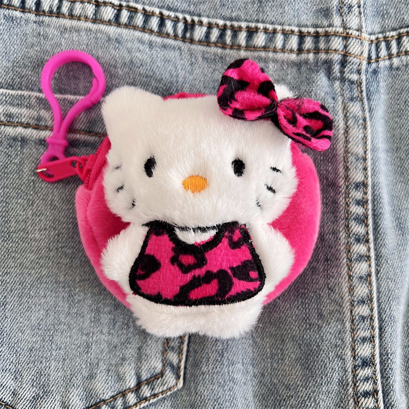 Wholesale Rose Red Leopard Print Plush Coin Purse Keychains ACCVIP