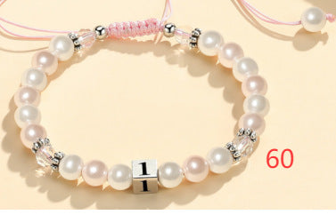 Wholesale Stainless Steel Pendant Pink Beads Diamond Ball Woven Bracelet