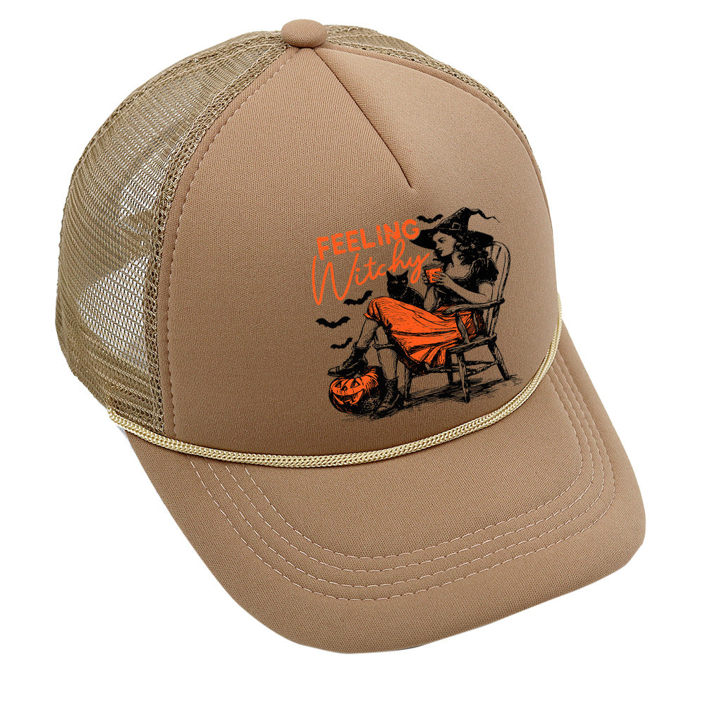 Wholesale Trucker Hat Halloween Pumpkin Witch Baseball Cap Printed Mesh Cap ACC-HT-HaiPu014
