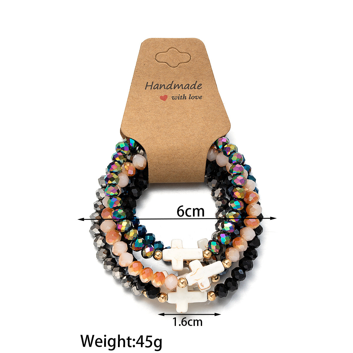 Wholesale retro ethnic style cross crystal gold bead elastic bracelet