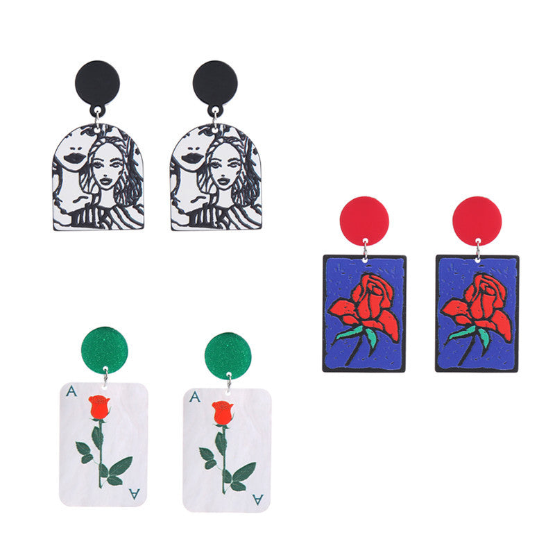 Wholesale  Valentine's Day  Love Acrylic  Rose Earrings