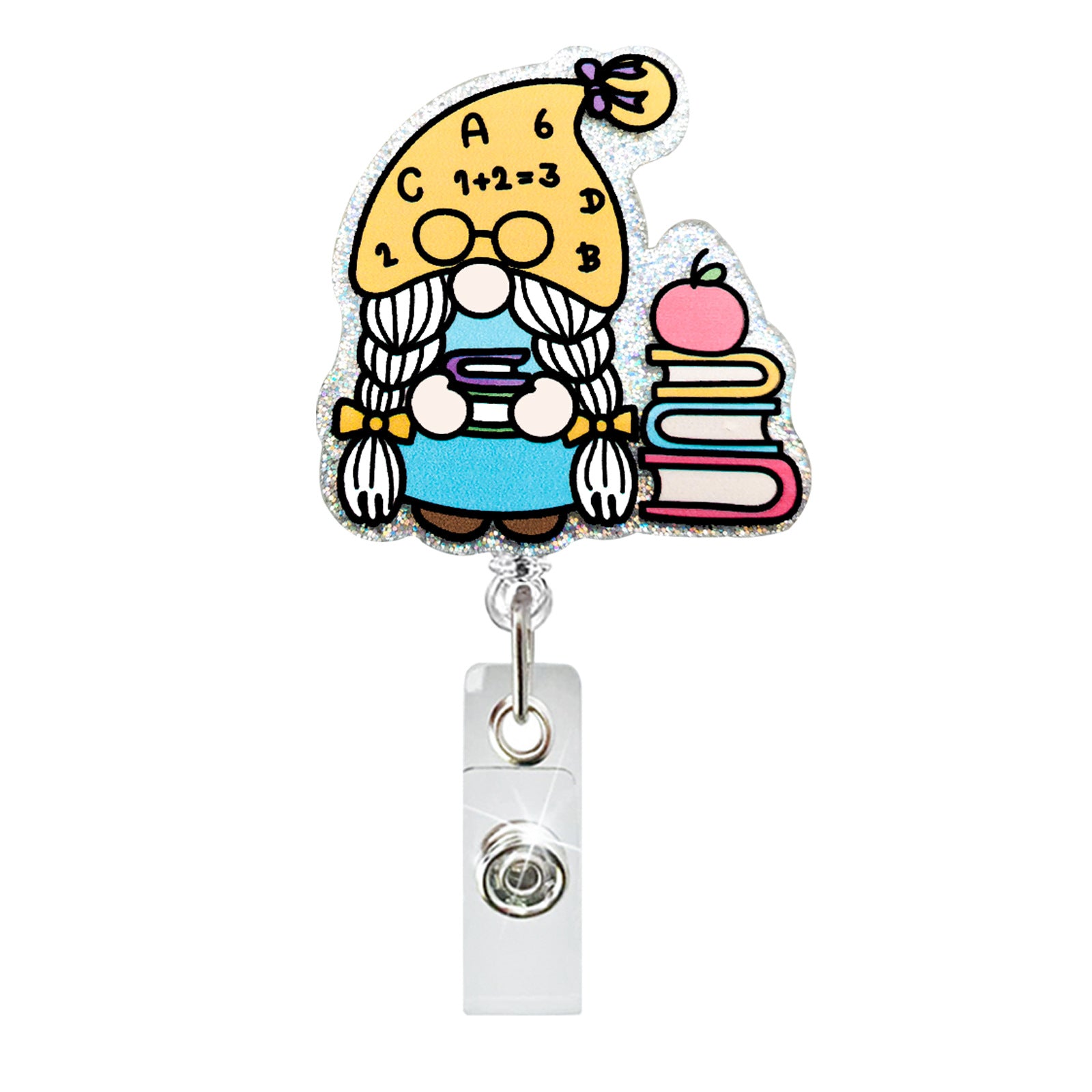 Wholesale Acrylic Teacher and Student Retractable Badge Keychain ACC-KC-QiDing024