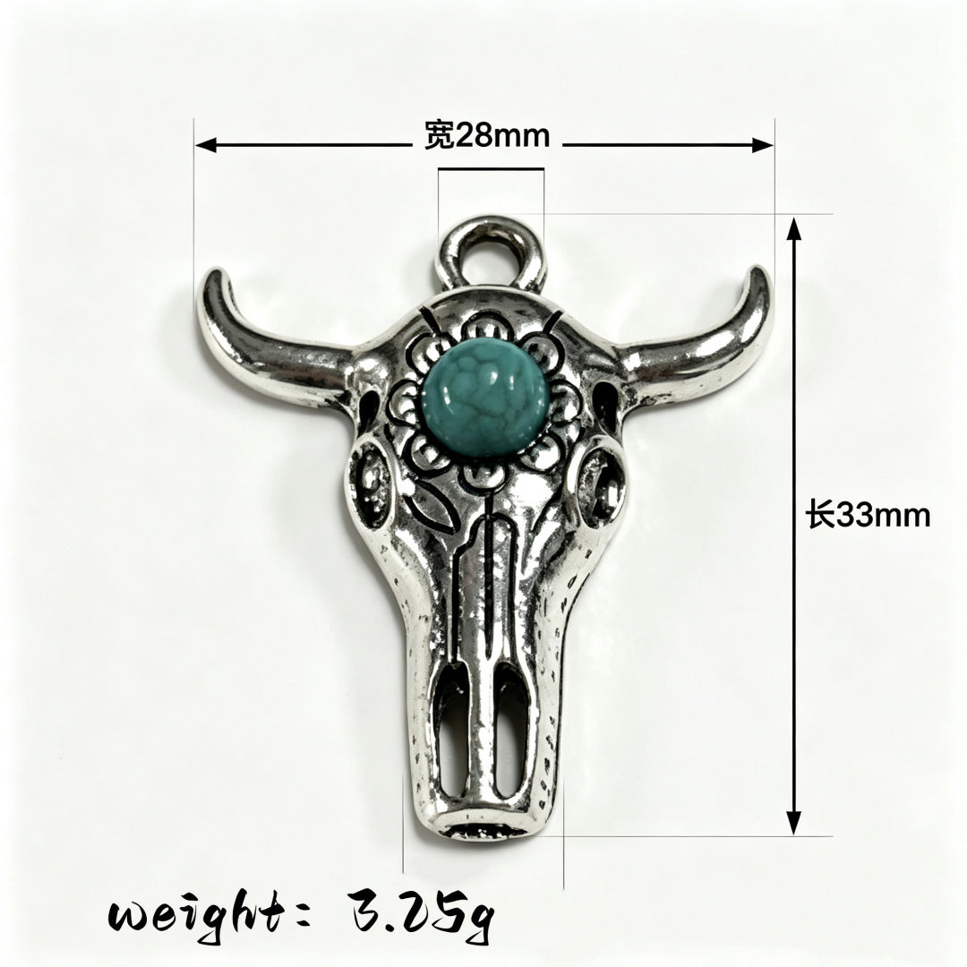 Wholesale Bohemian Retro Cowboy Boot Pendant Zinc Alloy Cow Skull Cactus Charm For DIY Jewelry Making