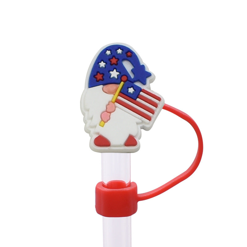 Wholesale Random 100pcs Independence Day Series PVC Soft Straw Tube Cap