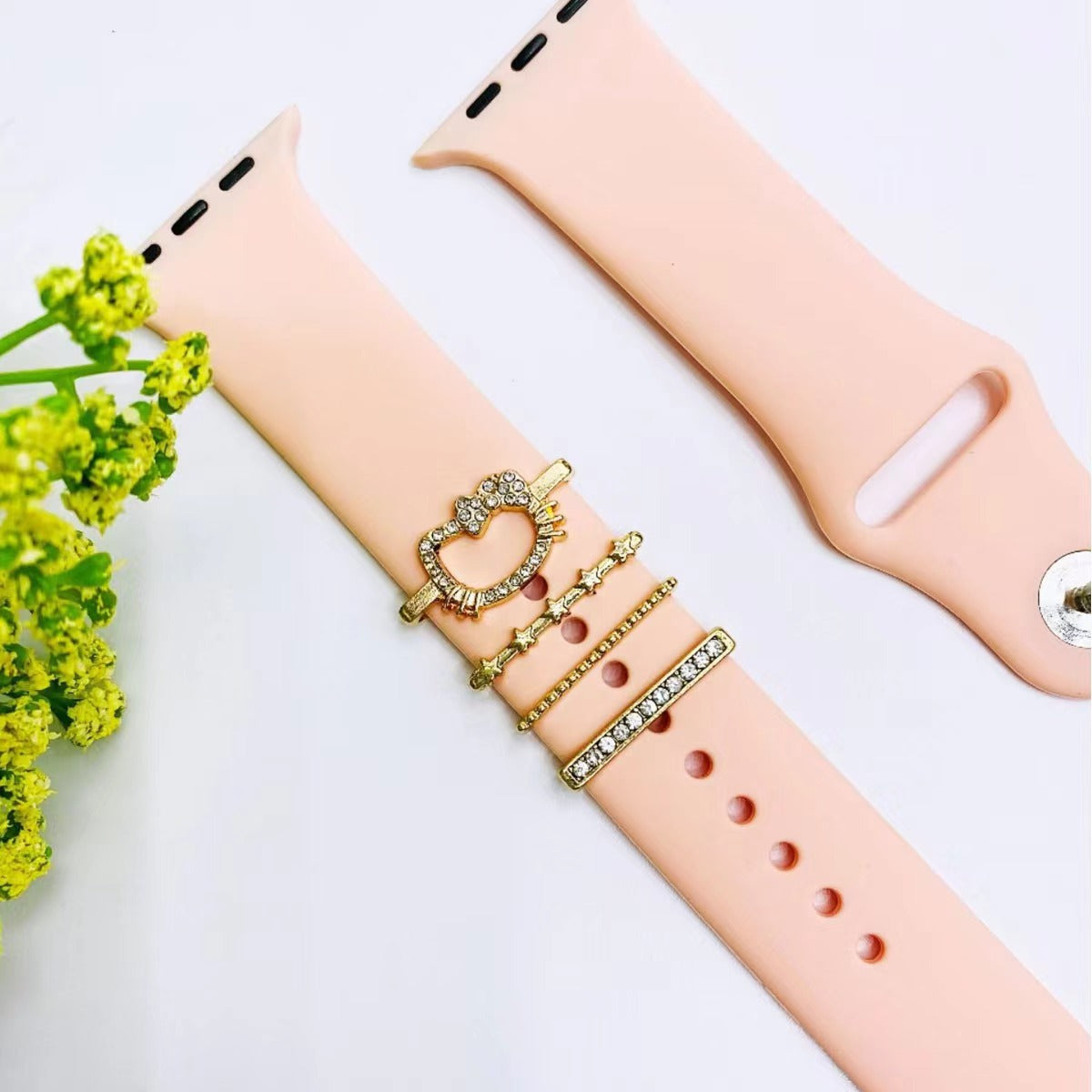 Wholesale Chic Cartoon Rhinestone Decorative Pendant For Silicone Band Gold Plated Alloy Jewelry Accessory