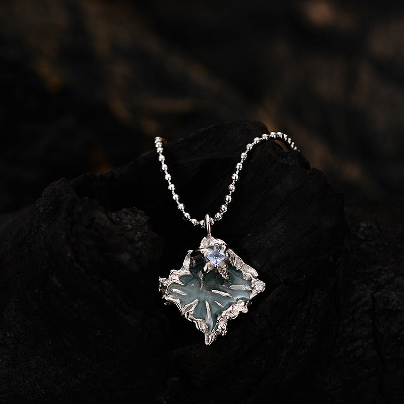 Wholesale S925 Sterling Silver Irregular Diamond Pleated Round Bead Drip Glaze Necklaces ACC-NE-YWE003