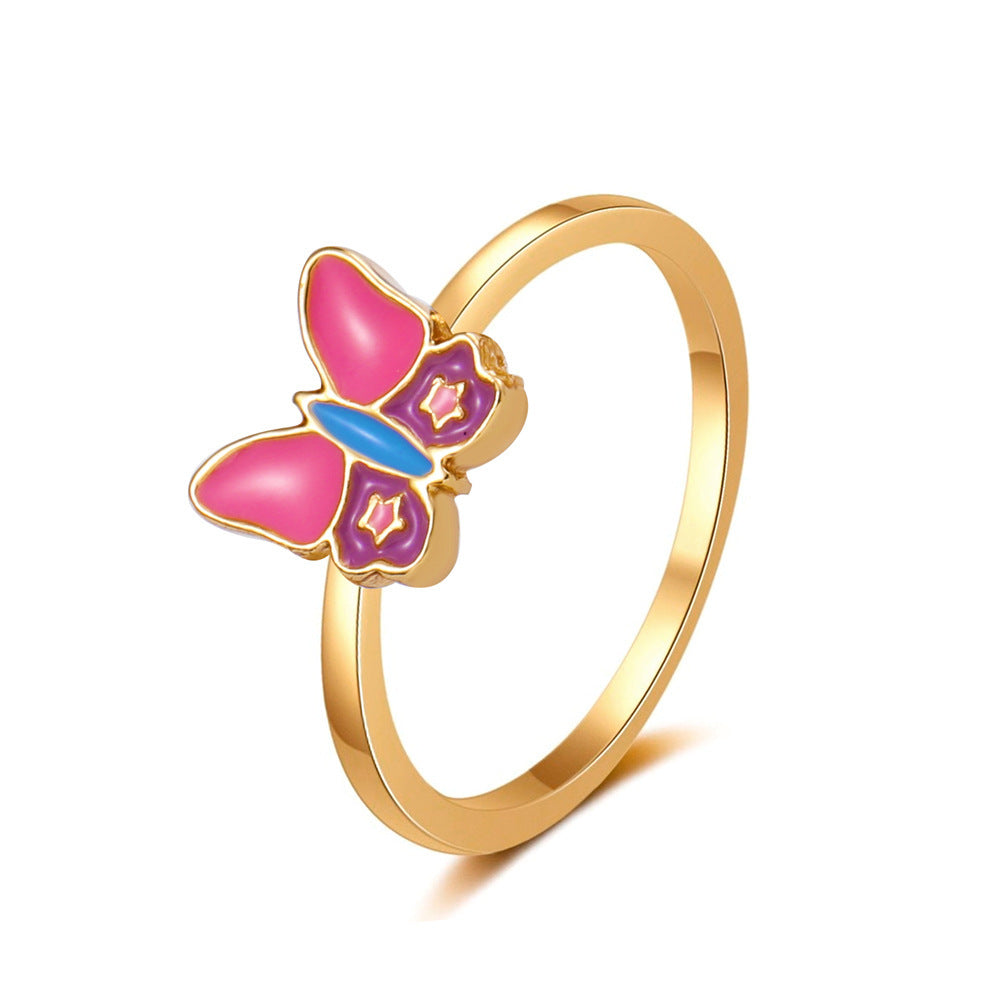 Wholesale Three copper and diamond butterfly rings