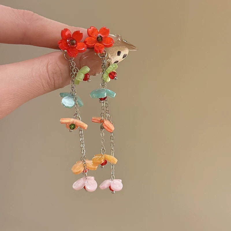 Wholesale long flower tassel earrings