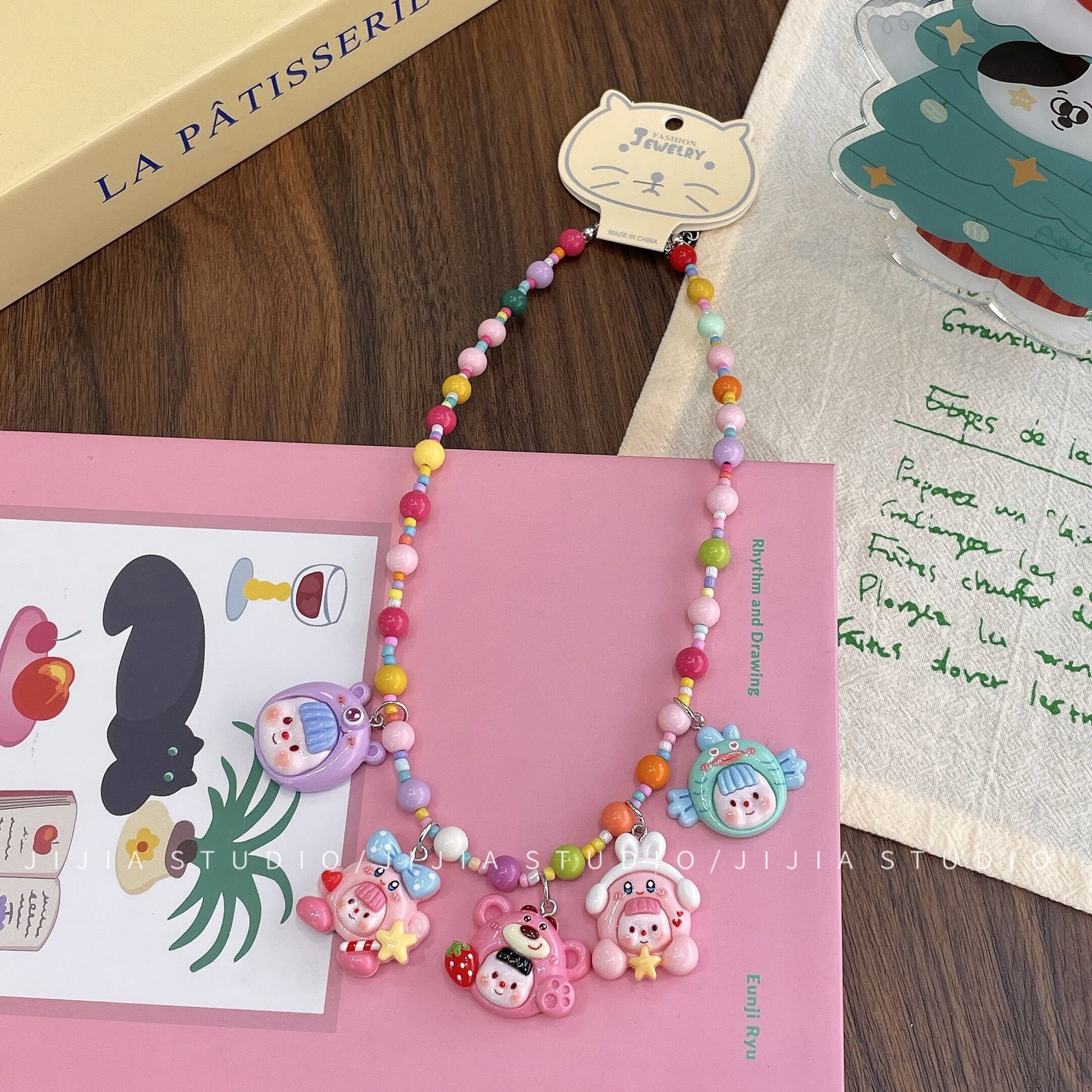 Wholesale Colorful cartoon Christmas beaded necklace