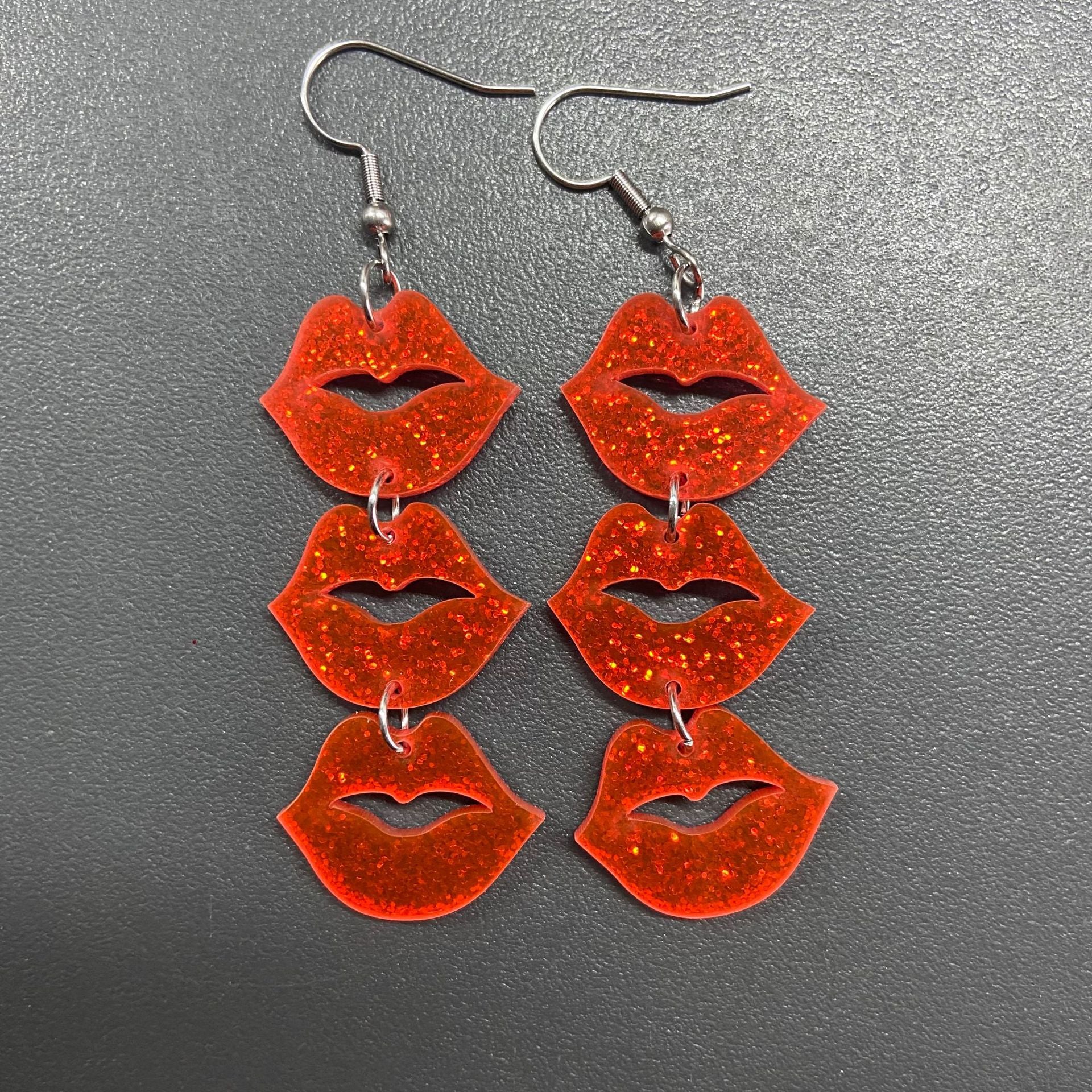 Wholesale  Valentine's Day acrylic lips flame red lip eardrops mouth earrings