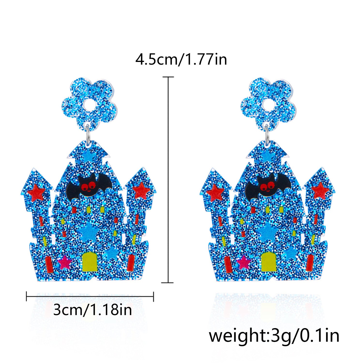 Wholesale Halloween Acrylic Plate Cartoon Castle Ghost Earrings ACC-ES-FanYou005