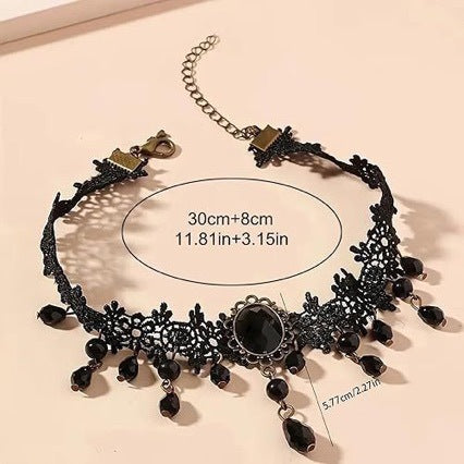 Wholesale Gothic Lace Hollow Tassel Choker Necklace Alloy Black Fashion Accessory for Women Boutique Resale Gift