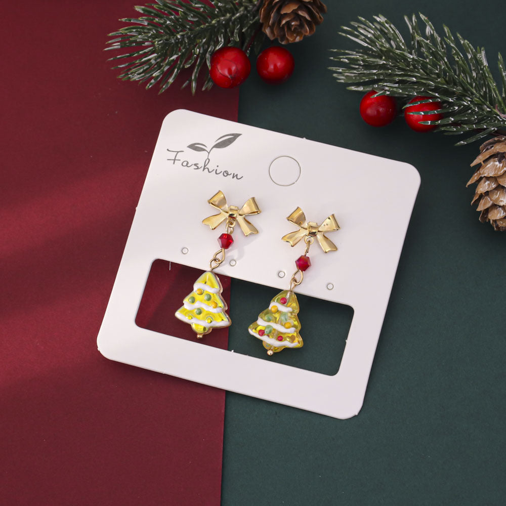 Wholesale Christmas  Tree Bow Drop Earrings
