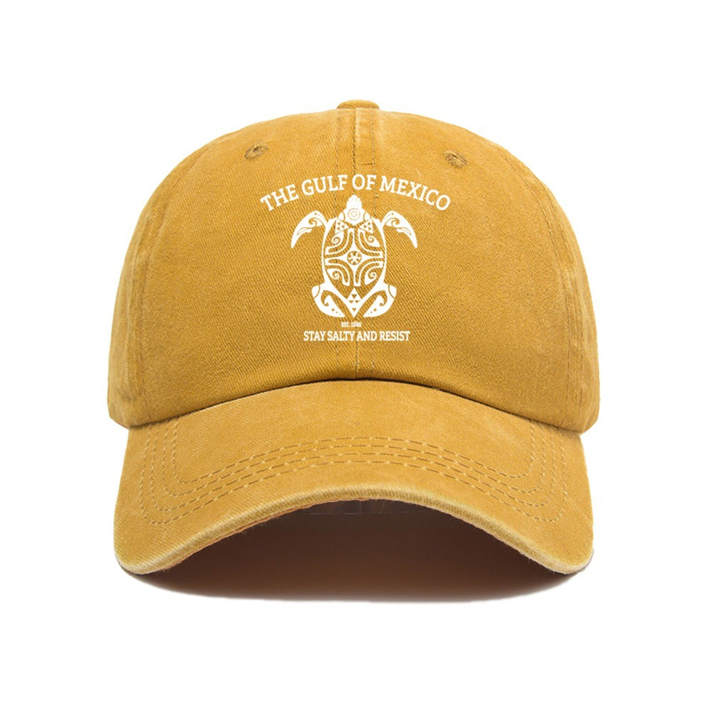 Wholesale Washed cotton printed distressed baseball cap